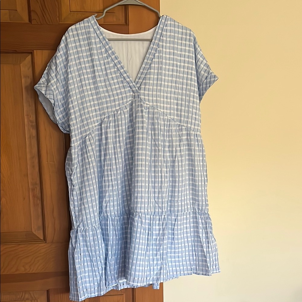 Blue and White Checkered Dress